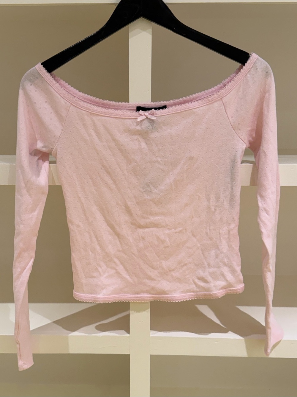 Forever 21 Light Pink Off the Shoulder Long Sleeve Top (size M) NWT